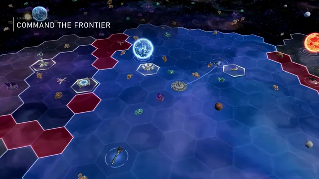 Outposts and fleets across the hexagonal frontier in Lunar Protocol.