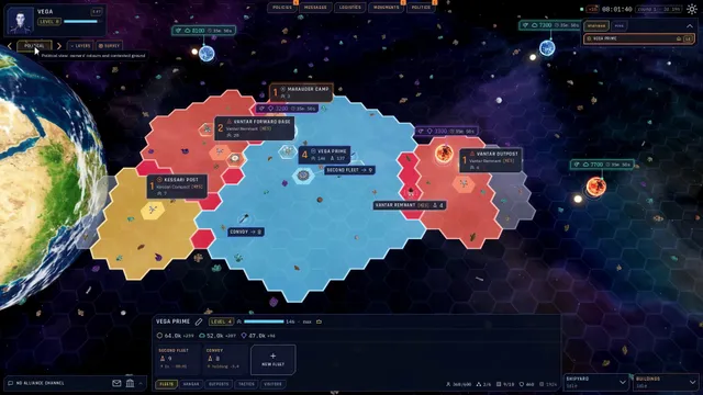A sector-wide overview of controlled and contested hexagonal territory.